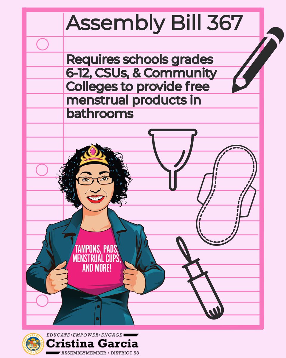 Governor Newsom Signs Assembly Bill 367 The Menstrual Equity for All Act